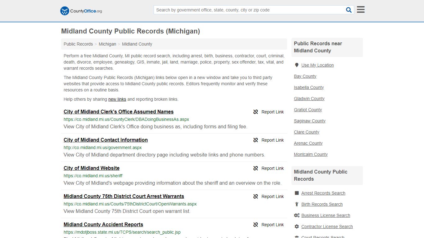 Midland County Public Records (Michigan) - County Office
